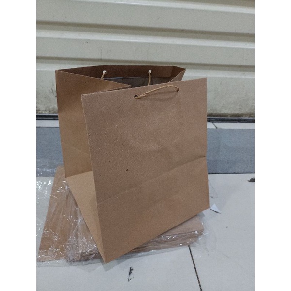 

paper bag nasi kotak 20 tali kertas polos isi 12 pcs terlaris dan