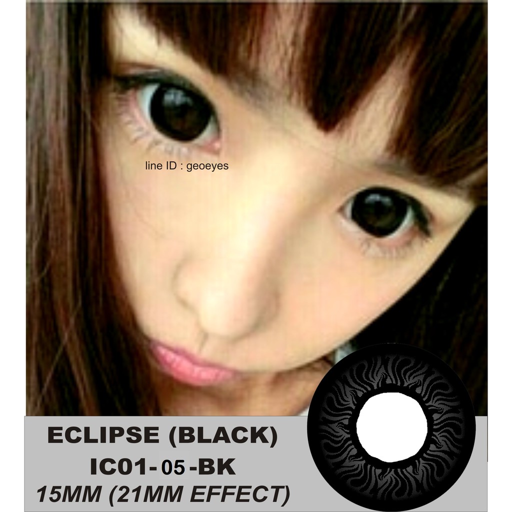 Softlens Eclipse Black IC01-15-BK IC01-14-BK IC01-05-BK (Soflens Hitam Pekat Big Eye Size)