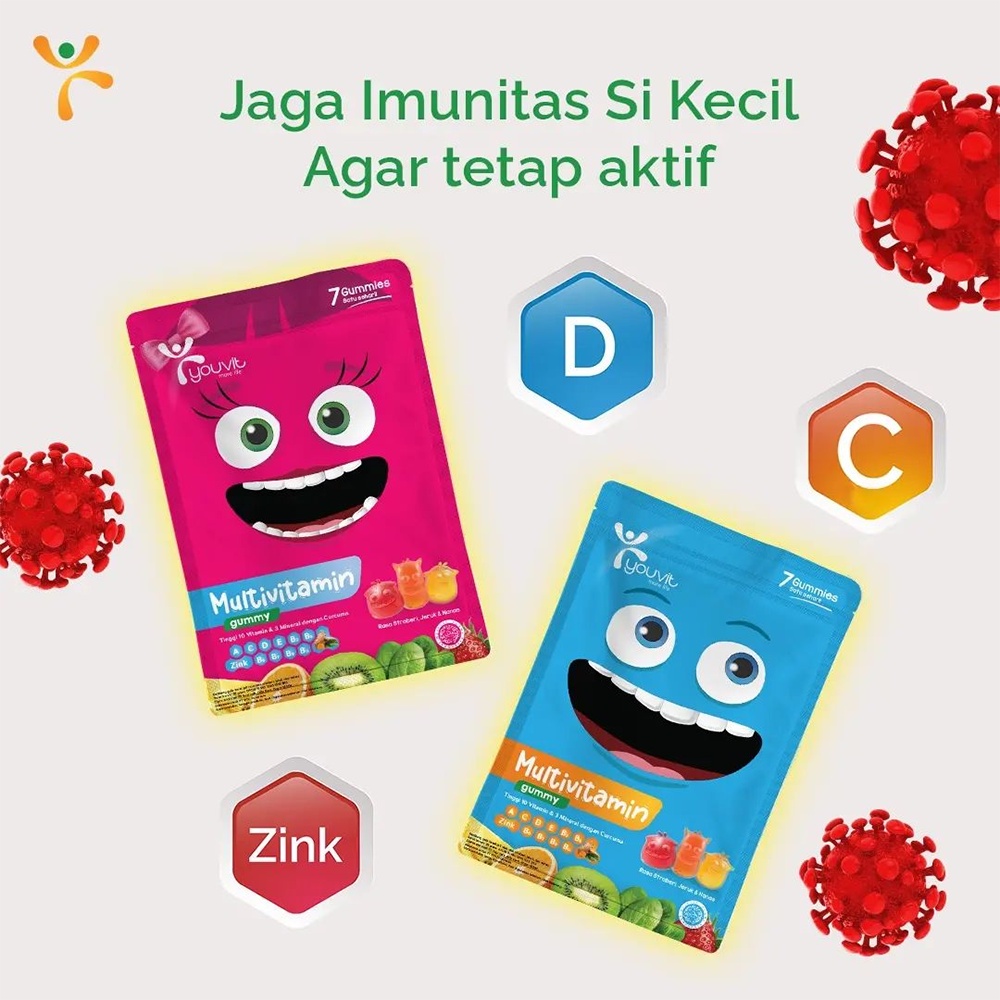 ❤ Under100 ❤ Youvit kids | anak | multivitamin | 1 sachet @ 7 Gummies | Multi Vitamin BPOM Halal