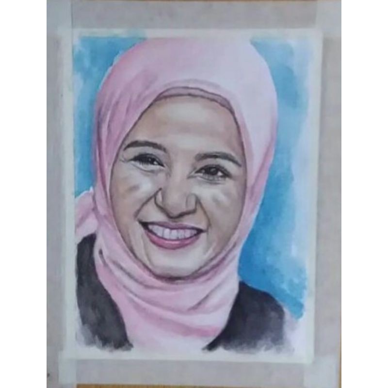 lukisan wajah watercolor a4