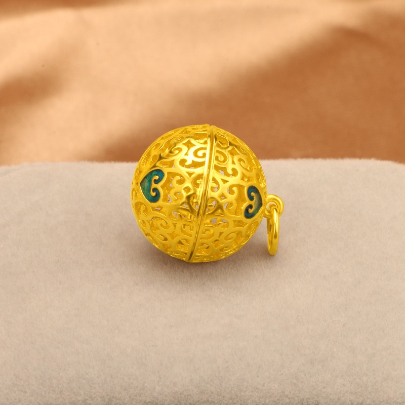 Kalung Liontin Bola Sachet 3D Lapis Emas Asli Kadar 375 Untuk Wanita