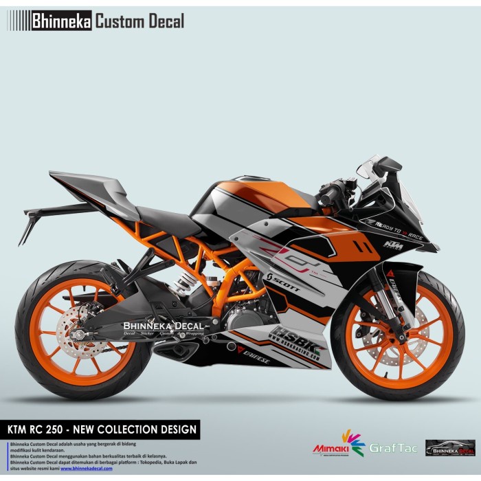 DECAL STICKER KTM RC HSBK ORANGE