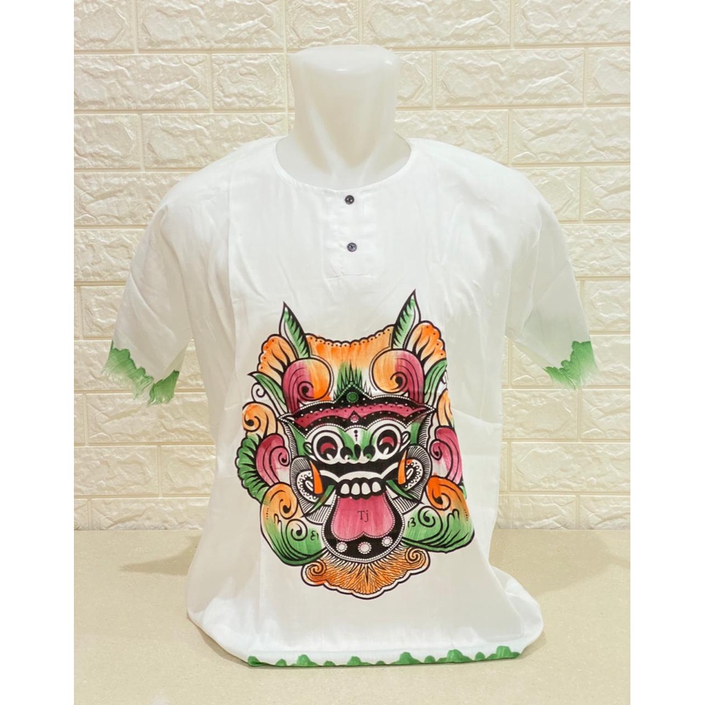 BAJU BALI BARONG DASAR PUTIH LIST ALL SIZE REAL PICT!!!