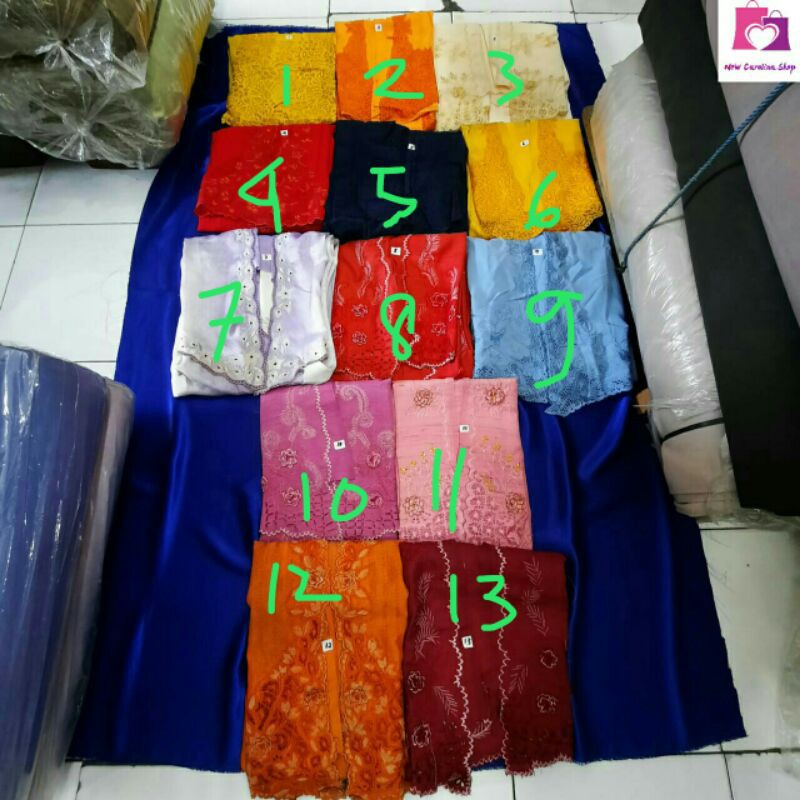 Kain kebaya sifon / serat nanas bordir sudah berpola (1-13)