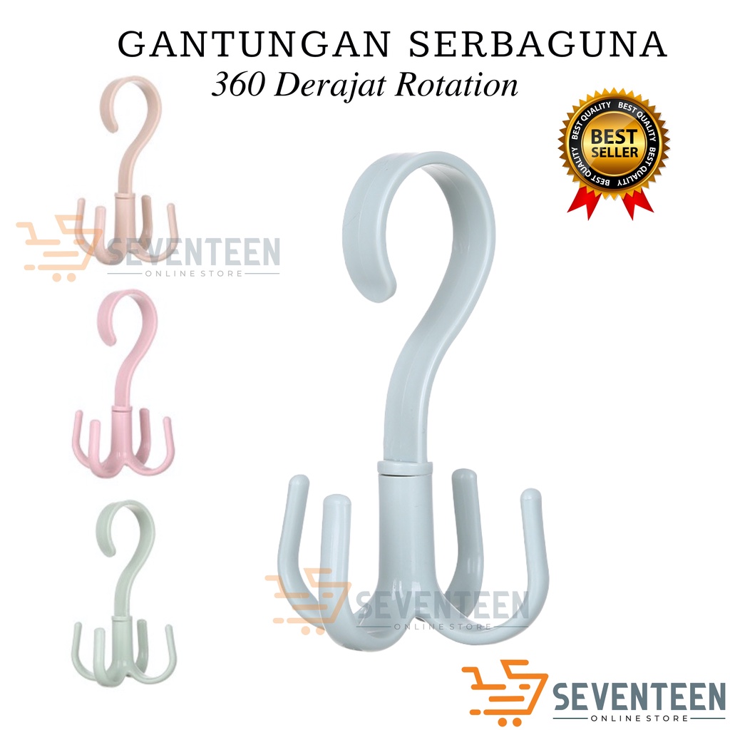 SEVENTEEN GANTUNGAN PUTAR SERBAGUNA GANTUNGAN 4 KAIT HANGER JEMURAN GANTUNGAN HANDUK LEMARI GANTUNGAN DAPUR MURAH