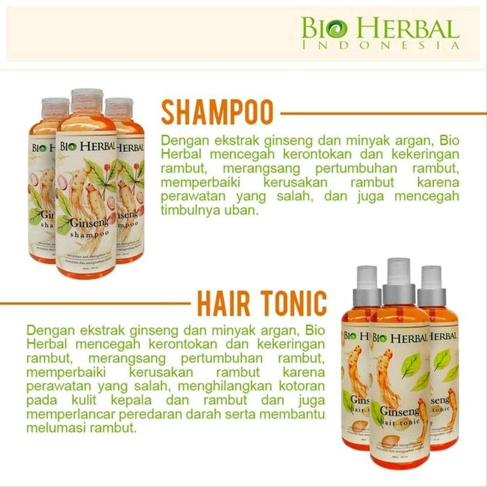 [ORI] PAKET SHAMPO + TONIC Penumbuh Rambut dan Obat Rontok dalam 1 Minggu l Bio Herbal Ginseng Asli