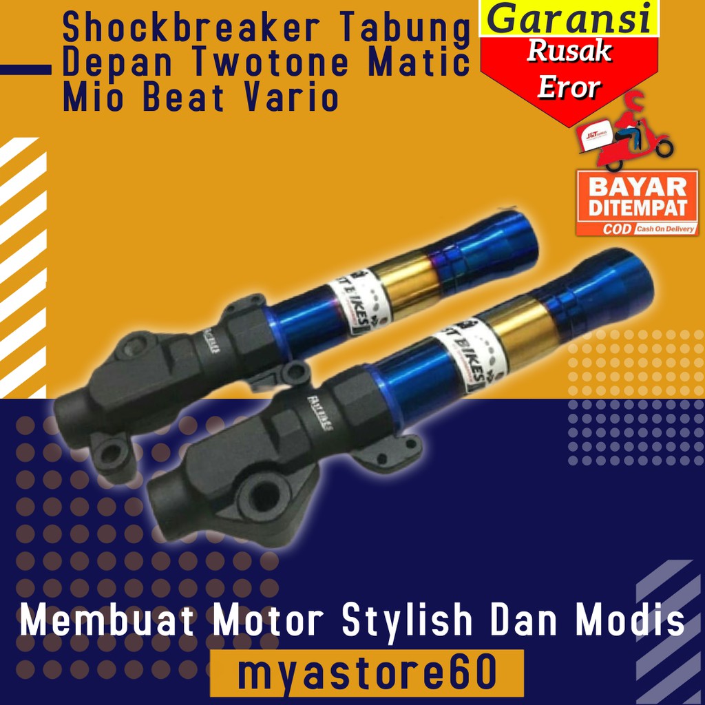 Shockbreaker Shock Tabung Depan Twotone Matic  Shockbreaker Depan Mio Beat Vario Aksesoris Motor