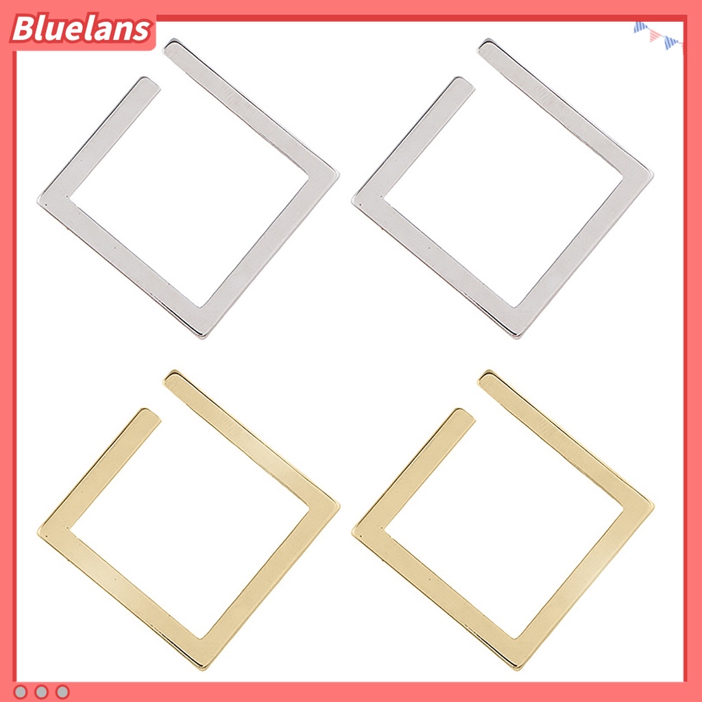 1 Pasang Anting Stud Bentuk Persegi Geometris Model Terbuka Bahan Alloy Untuk Wanita