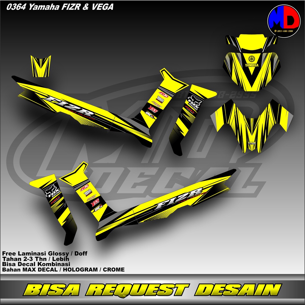 0364 Sticker decal fiz r kuning full body racing - Sticker Variasi Fiz R / Vega Terbaru BEbas Request Desain