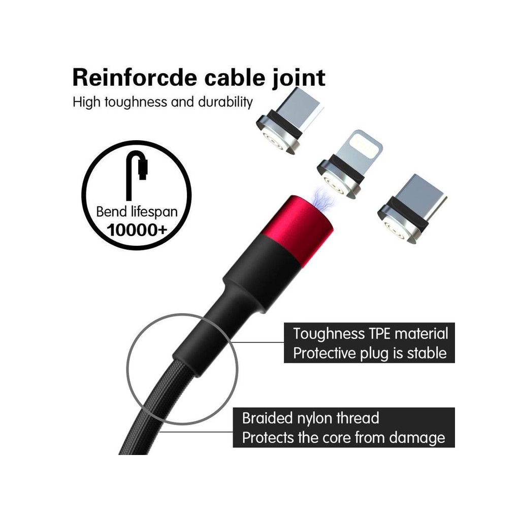 LS-X29 - 3 in 1 Magnetic USB Charging Cable - QC3.0 Support - 1.2M - Kabel Charger Magnetik QC3.0