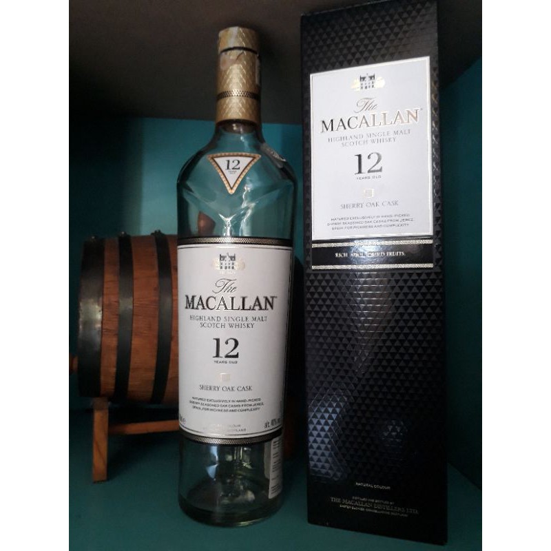 Botol kosong miras Whisky Macallan 12 Sherry Oak import unik