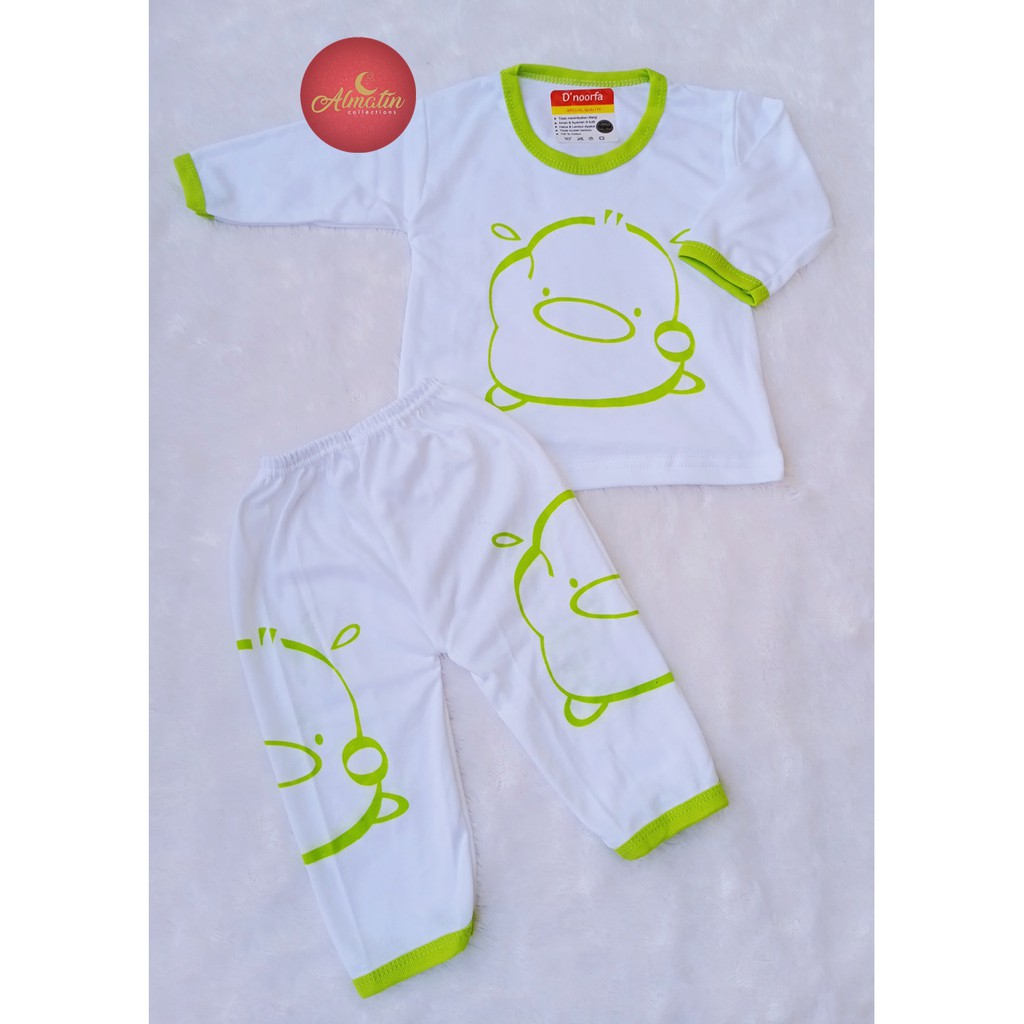 Setelan Baju Panjang Bayi D'noorfa Kaos Oblong / 3 pcs Setelan Baju Panjang Bayi Motif Piyo Piyo