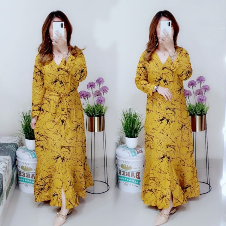 FWG - DRESS MALITHA / DRESS IMPORT WANITA / DRESS MOTIF WANITA / PAKAIAN DRESS WANITA