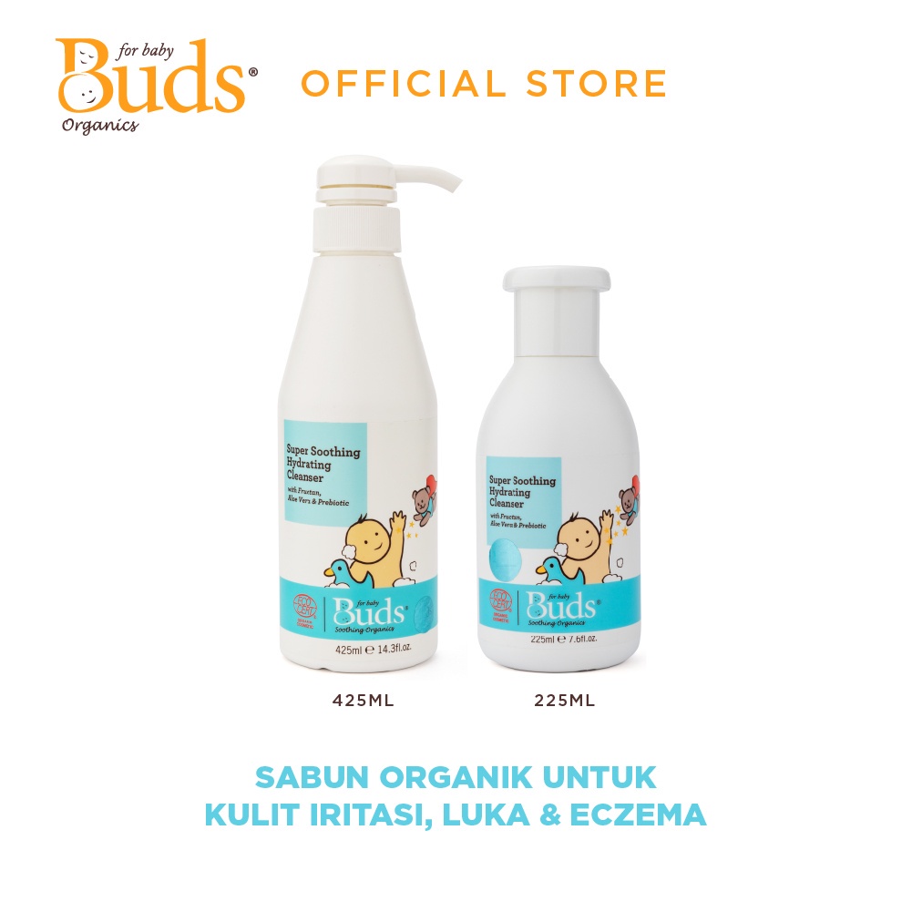 CBK - Buds Organics Super Soothing Hydrating Cleanser 225ml 425ml - Sabun Sampo Mandi Perawatan Iritasi Luka Eczema Bayi dan Anak