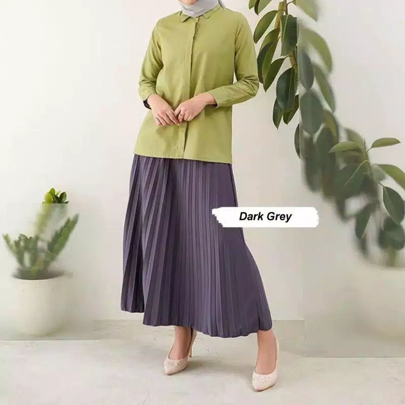 ROK PLIKET JUMBO MURAH BAWAHAN WANITA-Abu