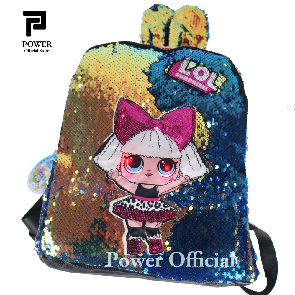 Tas Sekolah TK-SD Anak Perempuan Tas Sequin LOL-Unicorn Mata Lampu Ransel Sekolah Anak Cewek 1422