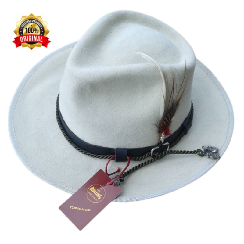 TOPI FEDORA TRILBY PANAMA PUTIH TOPI CLASIC TOPI IMPORT TOPI PRIA ORIGINAL THE ROLLING BAHAN WOOL IM