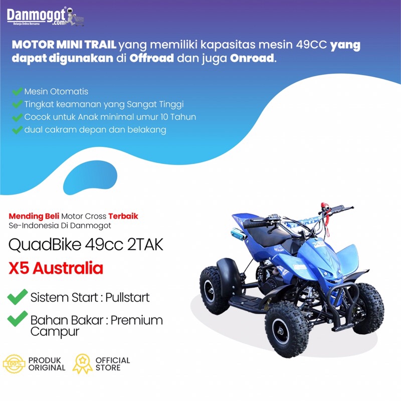 Motor Mini ATV 49cc Mainan Anak Berkualitas 2 Tak Cross Bike Australia - ATV 3 (Garansi 3 Tahun)X5