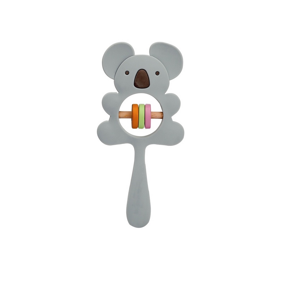 Crumbl Silicone Teether Rattle Stick Toy - Koala Elephant Mainan Toys Gigitan Anak Bayi Silikon Teething Toy-Koala - Grey