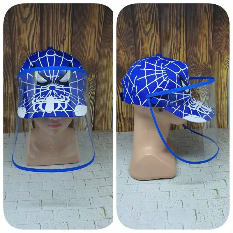 topi anak pelindung wajah facield model spyderman