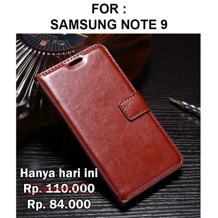FLIP COVER WALLET case for Samsung Note 9 - Note 10 / Plus casing hp leather dompet kulit premium