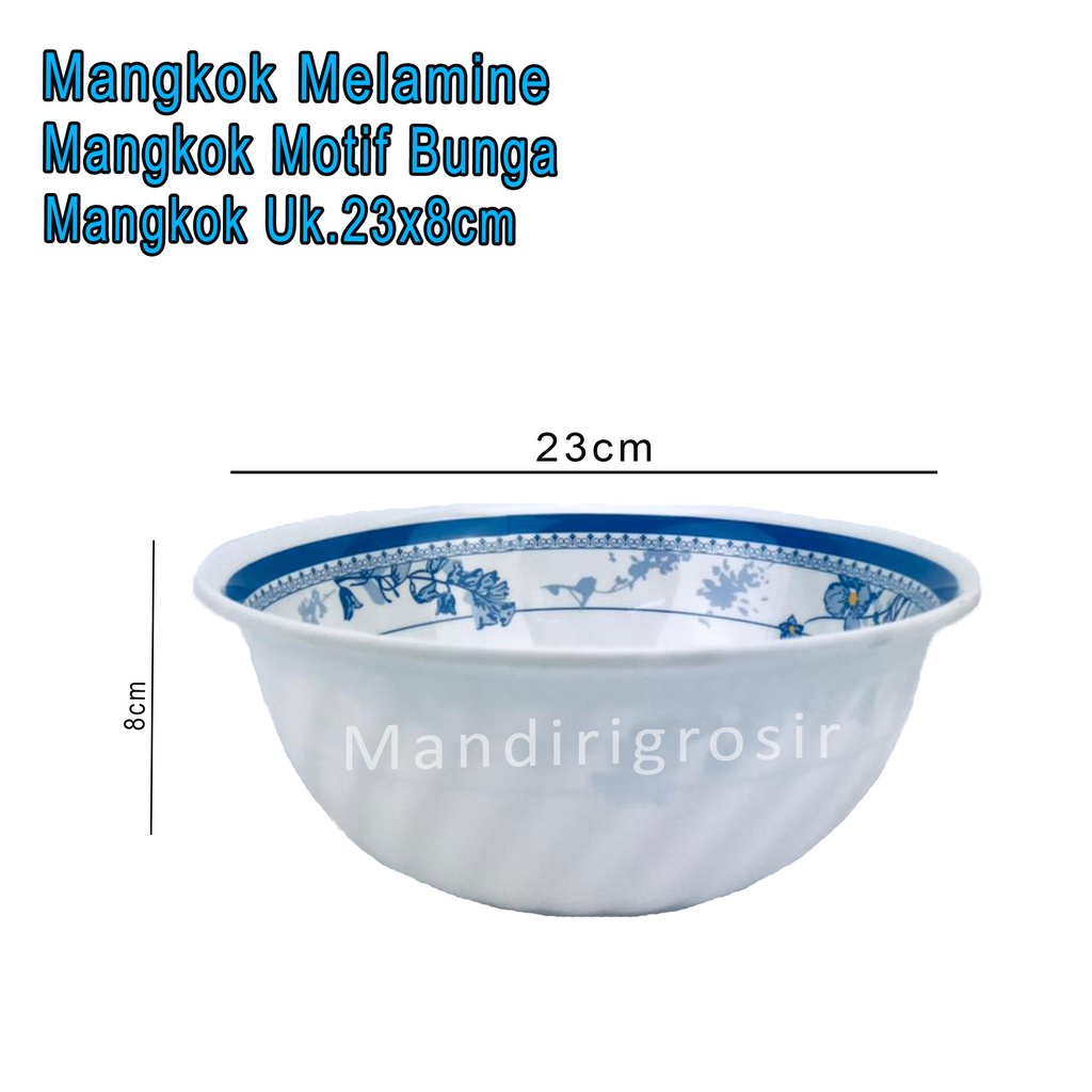 Mangkok Hugi *Mangkok Melamine * Mangkok Motif Bunga * Uk.23cm