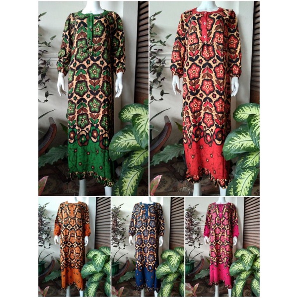 Daster Solo DyaNoer Long Daster DyaNoer Motif Bunga Besar Dibawah mata Kaki / Semata Kaki Ronstop Le