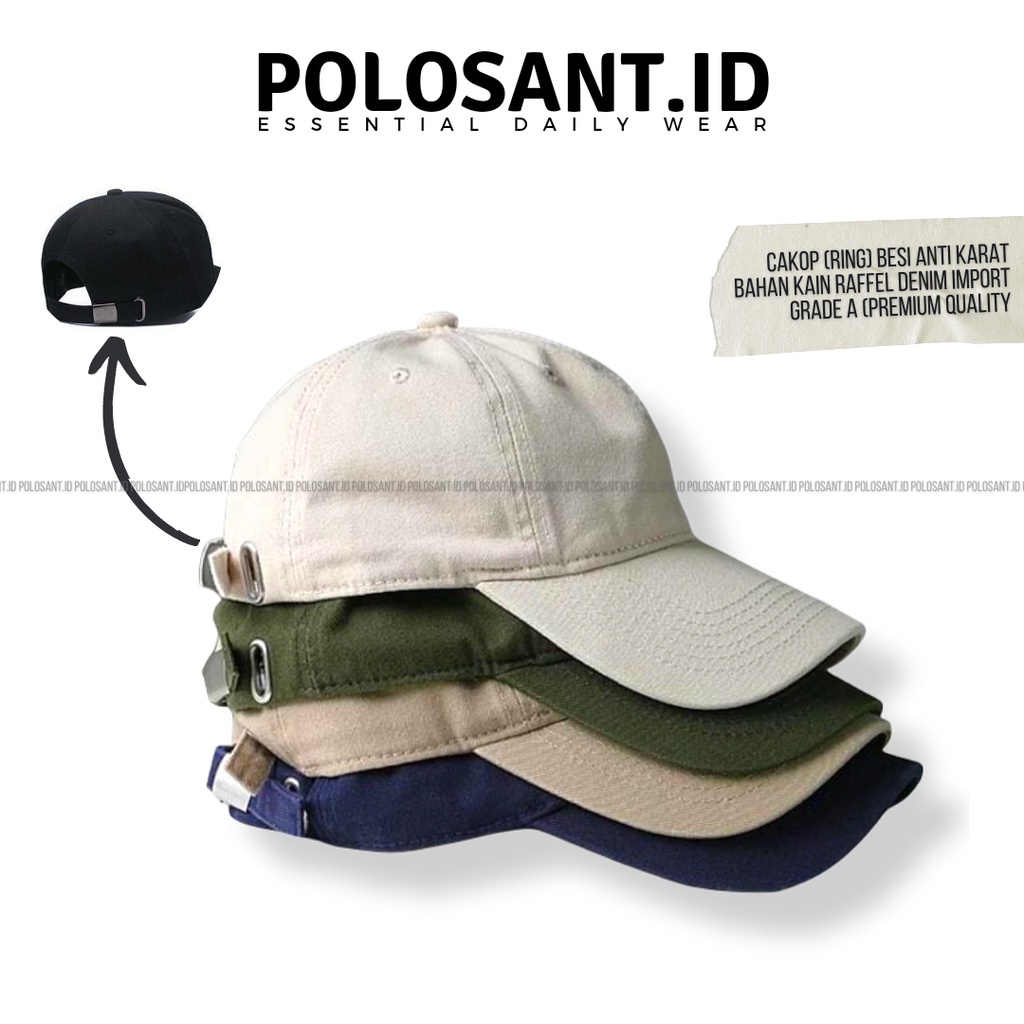 [Bahan Premium] Topi Baseball Polos Cakop Ring Besi Termurah Cewek Cowok Topi Bisbol POLOSANT.ID