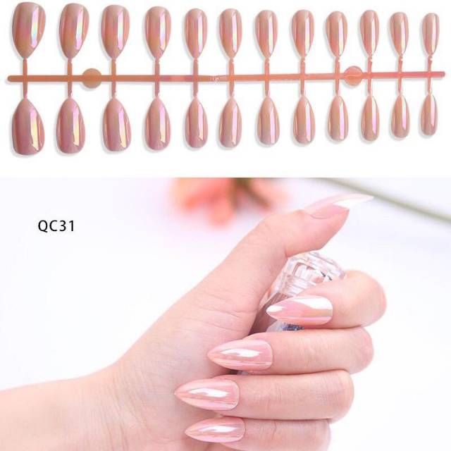 24 Tips Midi Fake Nails / Kuku Palsu Warna