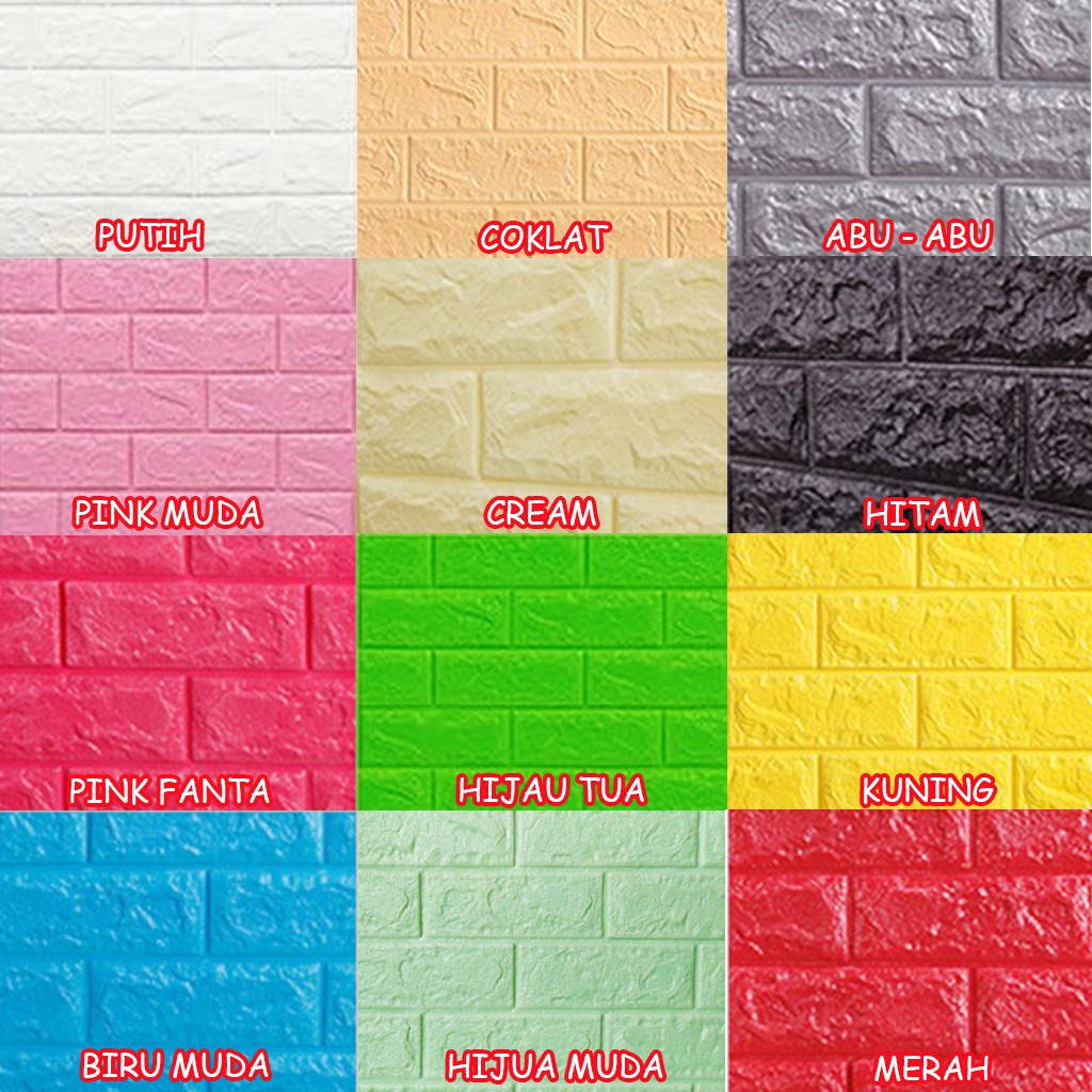 AGG-182  Wallpaper Dinding 3D Foam Polos / Wallpaper Dinding 70x77 cm / Wallpaper dekor Rumah