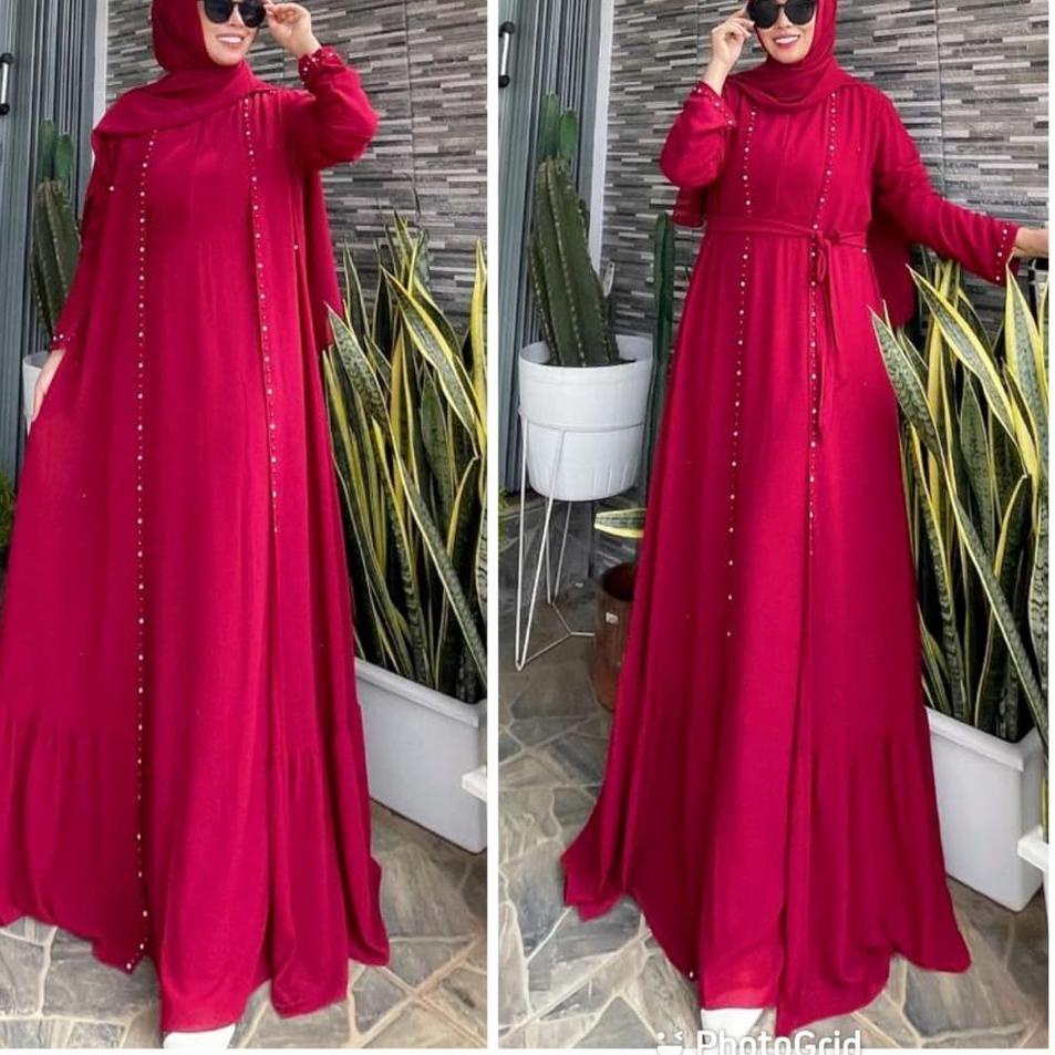 Baju Kondangan Gamis Wanita Ceruty Aplikasi Mutiara2022 Gamis Pesta Muslim Wanita Mewah Gamis Jumbo 