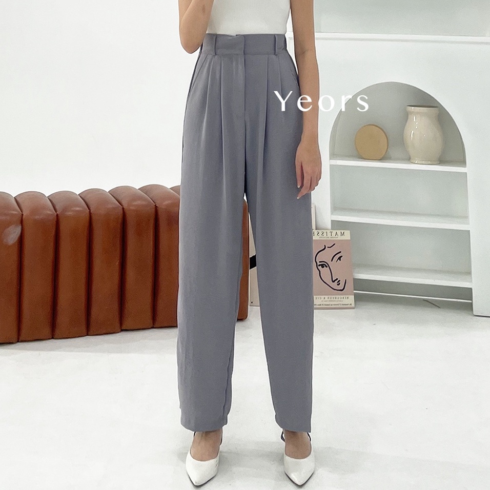 YEORS - Celana Kulot Crinkle - Wide Leg Highwaist Cullote Milly Pants - Office Work Pants - Celana Murah Basic Kantor Formal Kasual Wanita - Office Work Trouser - Loungewear Casual Pants - Petite Pants - Celana untuk Wanita Pendek