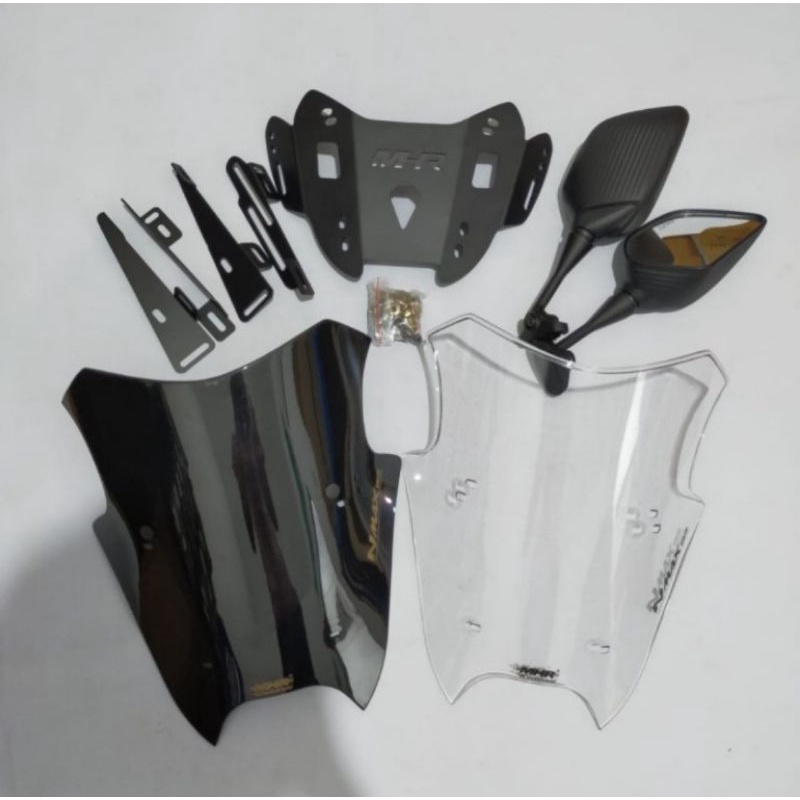Visor Winshield Bracket Serpo + Spion Baut Anti Jebol Motor Nmax-155 2015 - 2022 Paketan Sesuai Gamb