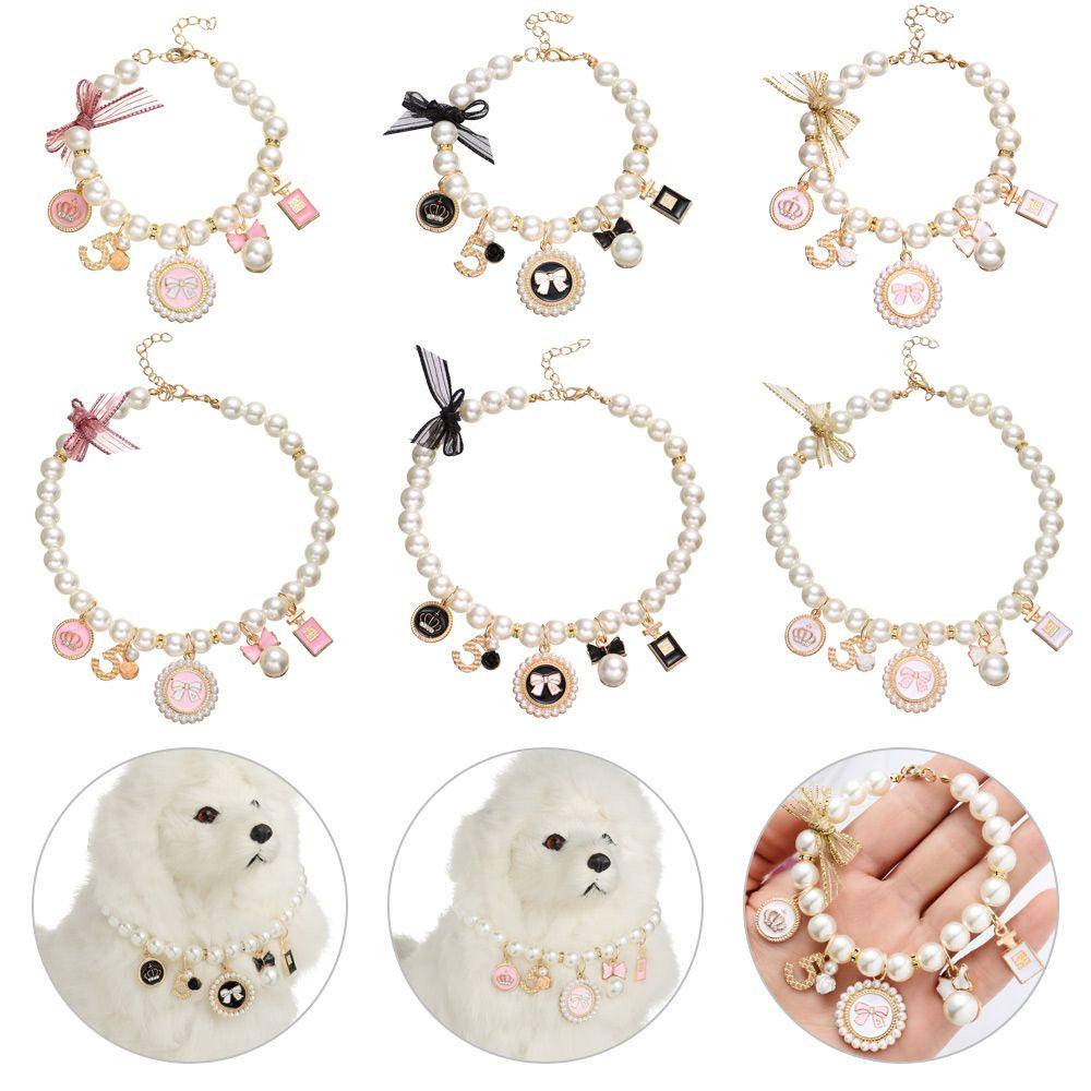 Wonder Pet Mutiara Kerah Fashion Lucu Kerah Puppy Aksesoris Busur Kalung