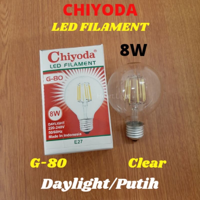 LAMPU LED CHIYODA FILAMENT G80 8W DAYLIGHT PUTIH CLEAR E27/LAMPU DEKORASI MURAH AWET