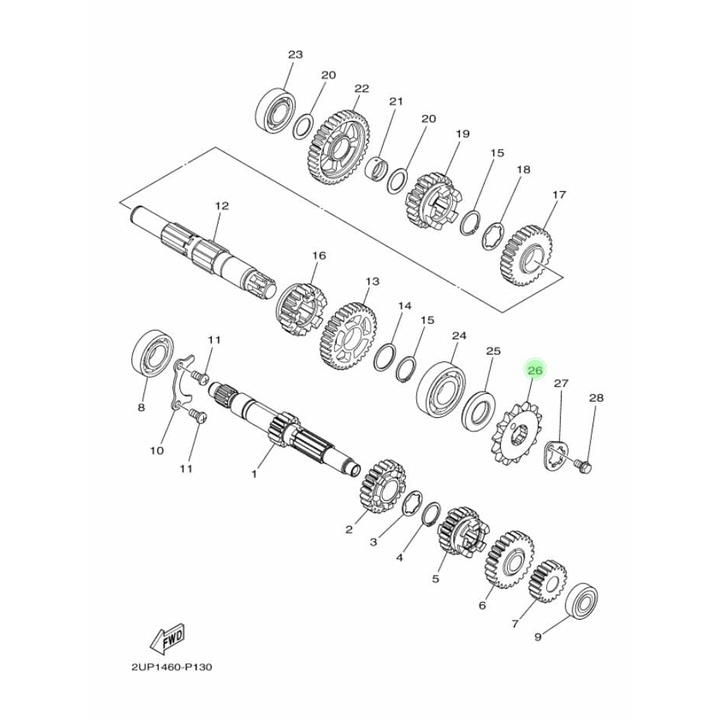 GEAR GIR DEPAN BYSON FI ASLI ORI YAMAHA 93822 14800