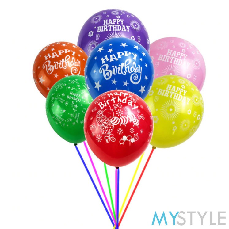 BALON LATEX HAPPY BIRTHDAY MIX (1 PACK = 100 PCS) BALON LATEX MURAH BALON MURAH