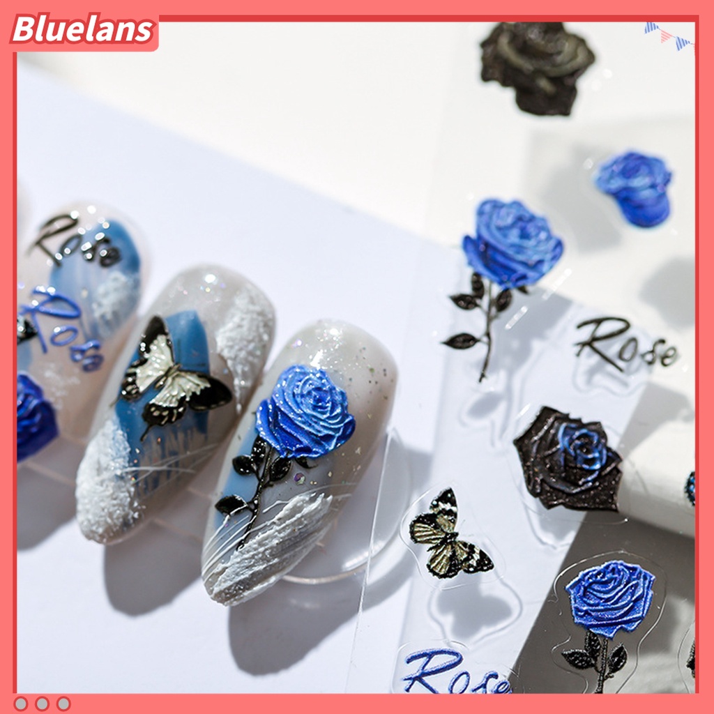 (In Stock) Kacamata Hitam Lensa Warna Warni ♡Stiker Kuku 3D Motif Bunga Butterfly Untuk Dekorasi Nail Art