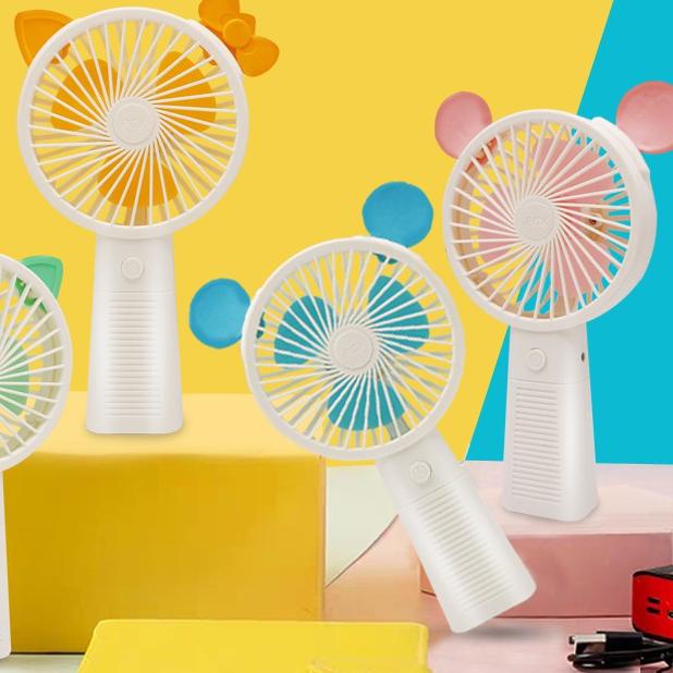 ❇ Jiekai Kipas angini mini karakter / Mini fan Portable led terbaru Ω