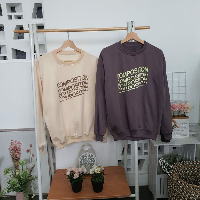 Basic sweater COMPOSITION CREWNECK/gudang fashion/unisex bahan fleece