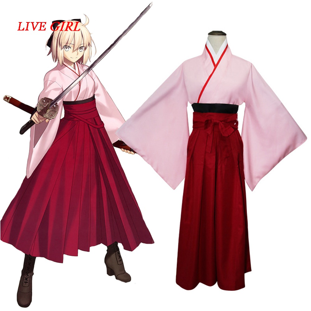 PREORDER Liva girl Anime FGO Fate Grand Order Sakura Saber Okita Souji Kendo Uniform Cosplay Costume