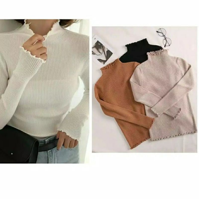 DAISY CURLY SWEATER TERMURAH KUALITAS PREMIUM BB 30 - 55 KG MELAR / ATASAN RAJUT WANITA / SWEATER RAJUT BLOUSE KOREA STYLE / BAJU RAJUT KEKINIAN 2022 / FASHION RAJUT KETAT / TURTLENECK KRIWIL TANGAN PANJANG