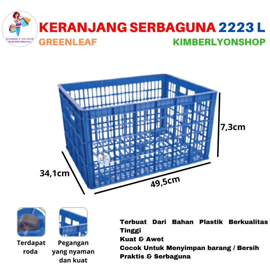 Keranjang Industri Container Box Roda 2223 L Green Leaf