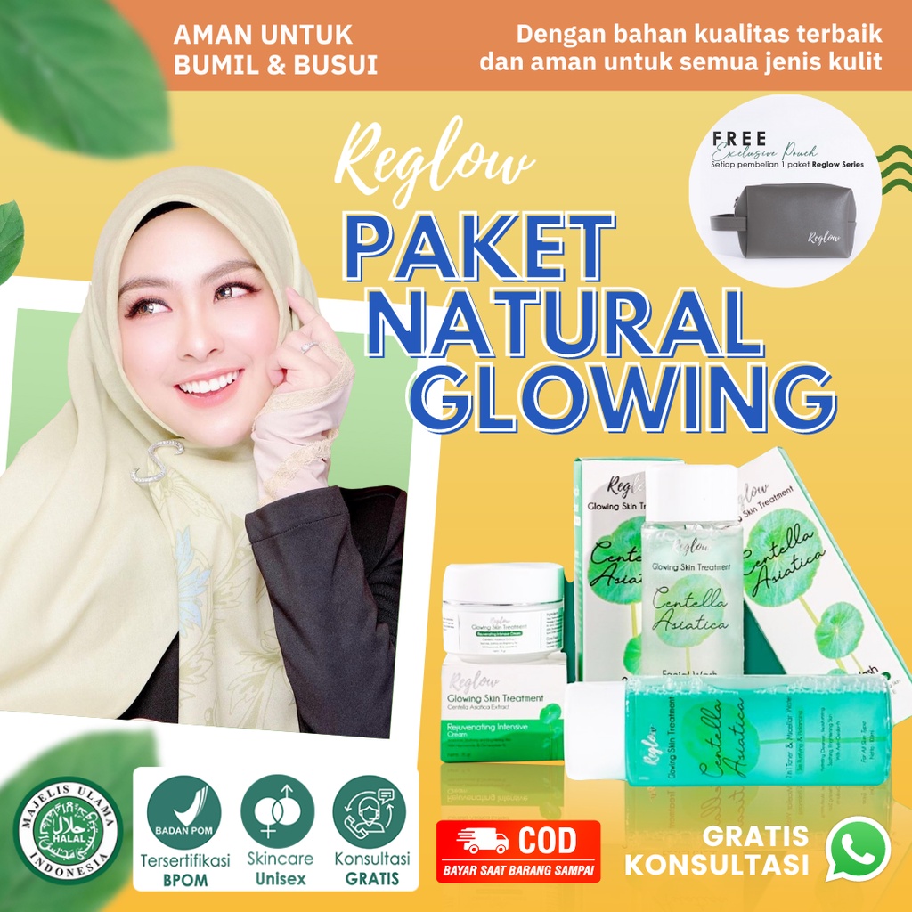 [ FREE POUCH ] Reglow Skincare Whitening / Anti Acne & Aging BPOM Halal