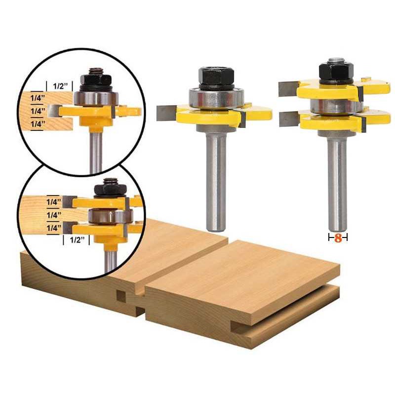 Mata Bor Drill Bit Tongue &amp; Groove Joint Assembly Shank 8mm 2 PCS