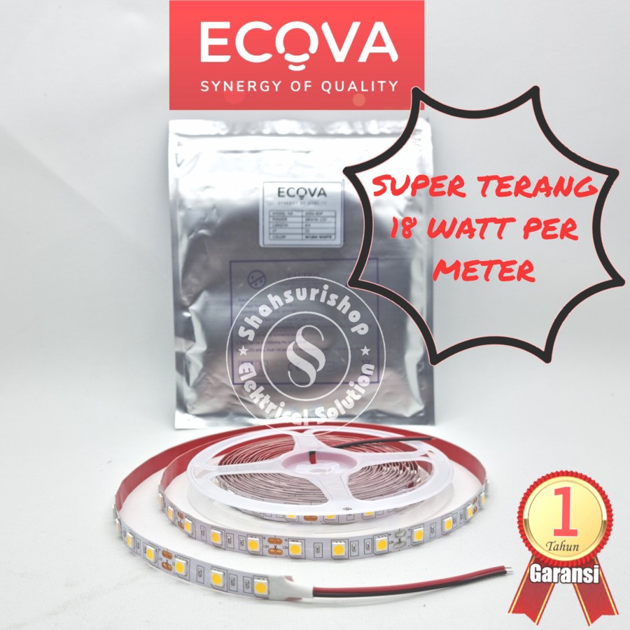 ECOVA LED STRIP 18W/METER ROLL 5M 12V 5050 MATA BESAR SUPER BRIGHT