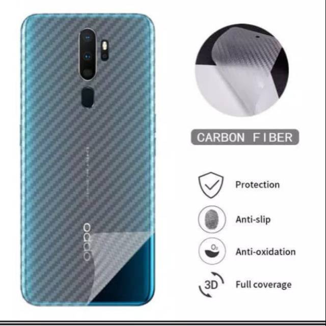Garskin Tempered Shock Oppo A5 2020 / A9 2020  Antigores Belakang Carbon Karbon Skin HP