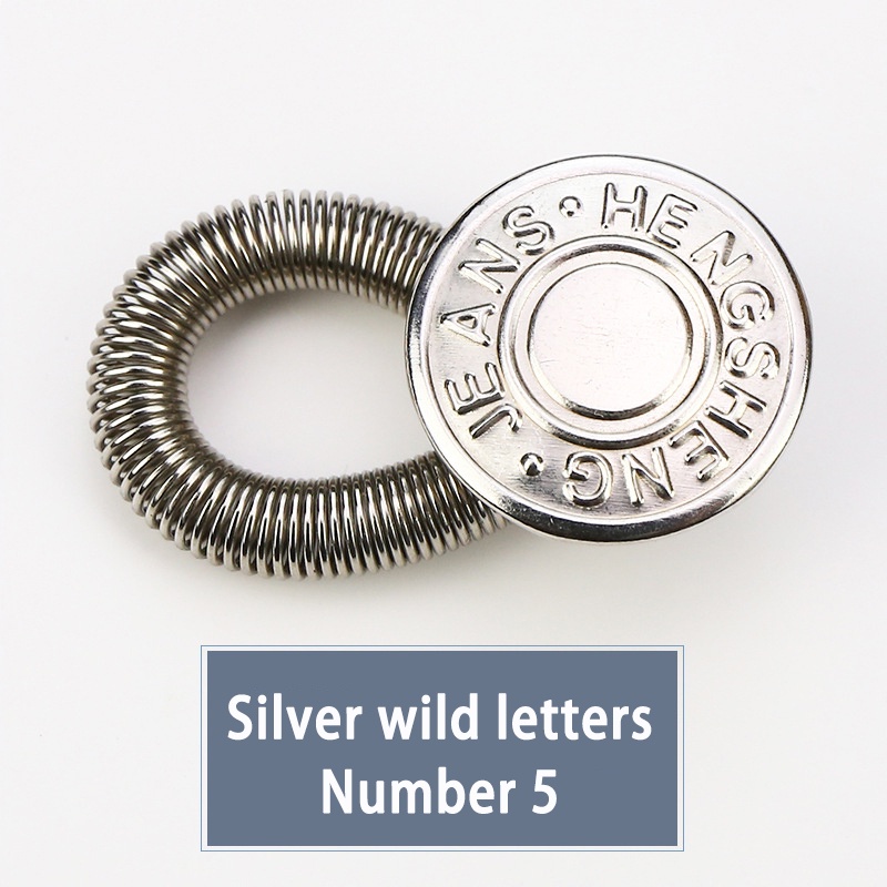 Kancing Jeans Logam Simple Adjustable Kancing Pengait Celana Panjang Jeans Denim Desain Kancing Kait Gesper Denim Bunga Daisy Warna Putih Kait Kait Pengecil Lingkar Pengait Pengecil Pinggang-Silver wild