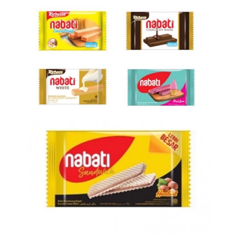 

Richeese Nabati Wafer 50gr (CHEESE , CHOCOLATE , PINK LAVA , VANILLA , HAZELNUT )