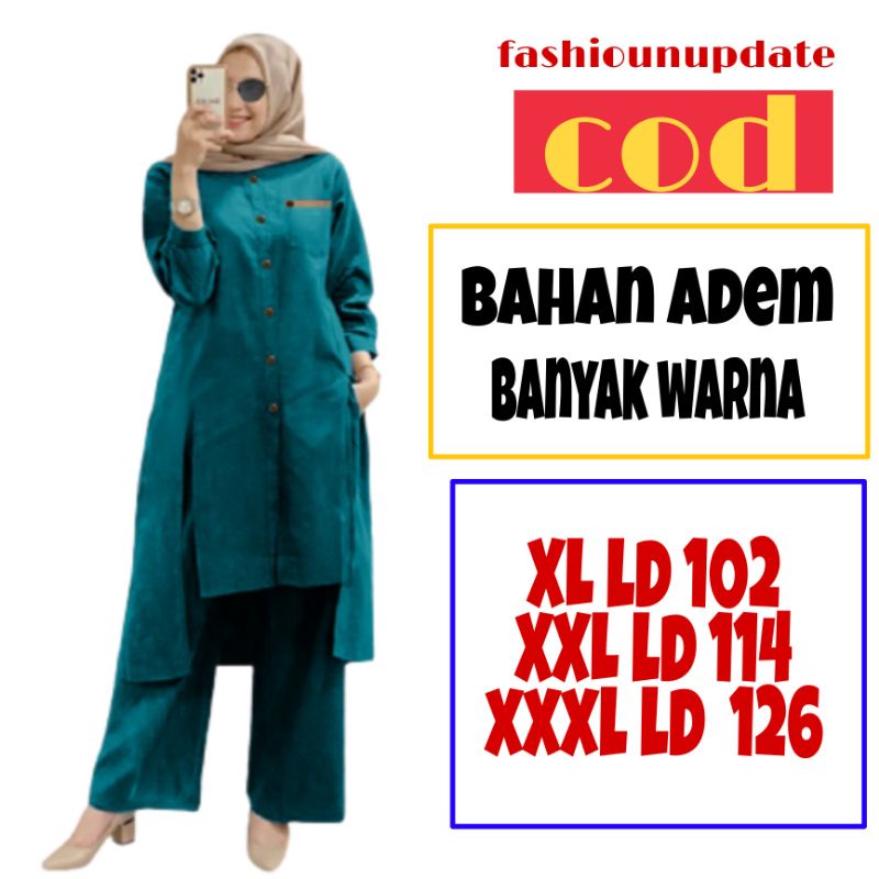 SETELAN WANITA  RAYON SETELAN RAYON JUMBO BAJU WANITA SETELAN KULOT JUMBO LENGAN PANJANG